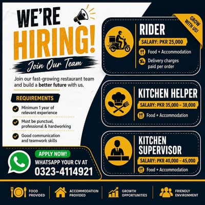 Staff required at fast food restaurant