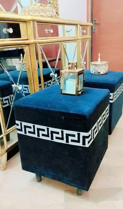 Elegant Square Velvet Stools for Living Room & Bedroom
