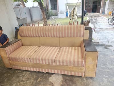 6 seater used wooden sofa