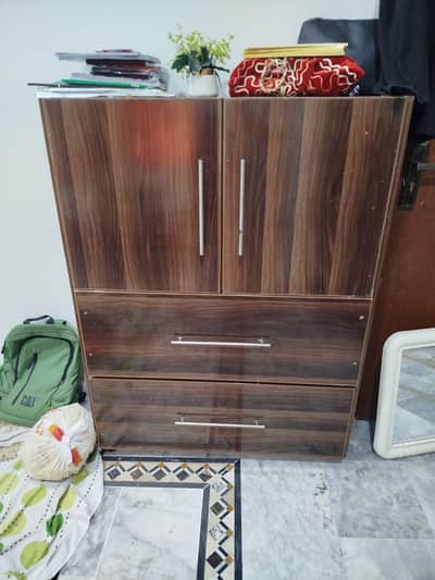 Wooden Bedroom Wardrobe Set (2 Pieces) – Good Condition