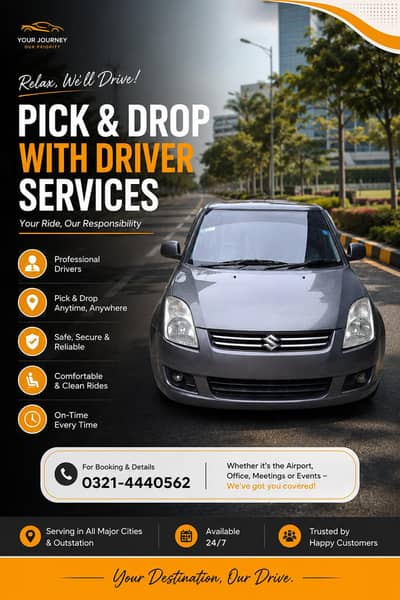 RENT A CAR Pick & Drop Services With Driver | Pick & Drop Services