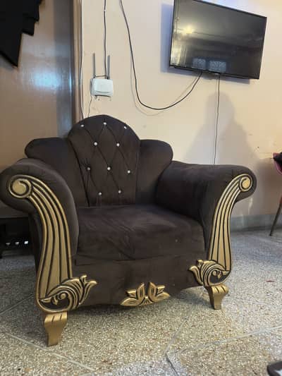 Velvet Sofa Set Chocolate Brown Color