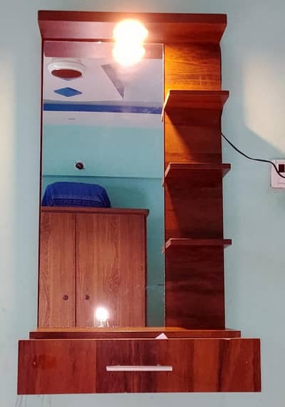 Wooden Dressing Mirror With LED light and shelves