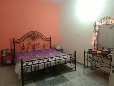 Iron king size bed with 2 side table