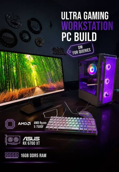 Gaming PC AMD Ryzen 5 7500F/Workstation /RX 6700 XT 12GB/ DDR5/1TB SSD