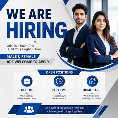 We are hiring males and females for work.