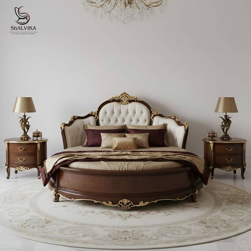 bed,, 2 side table, mirror, dressing table, 0