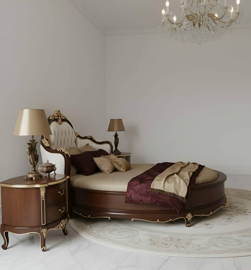 bed,, 2 side table, mirror, dressing table, 1