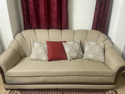 Vintage style solid wood 6 seater sofa