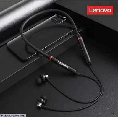 Black Bluetooth Neckband with Red Accent & Fast Charge