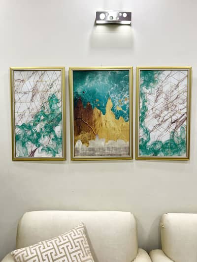 3 piece digital wall hanging with gold frames