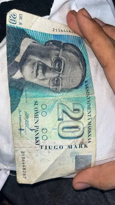 finland 1993 20 makkha note rare picece