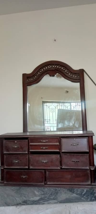 Wooden Dressing Table with Mirror – As It Is Condition