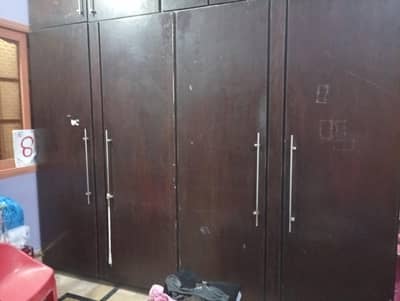 strong wood wardrobe with extra storage cabinets