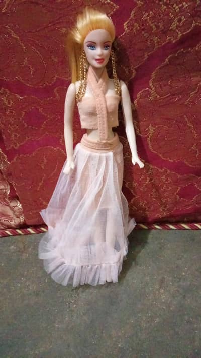 handmade barbie peach net. frill gown Karachi