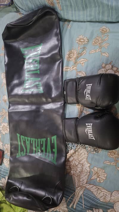 Boxing bag with gloves