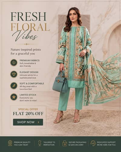 Premium Quality Original Lawn Suit - Brand New - Summer Collection