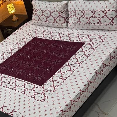 King Size Cotton Bedsheet + 2 Pillow Covers - New Design