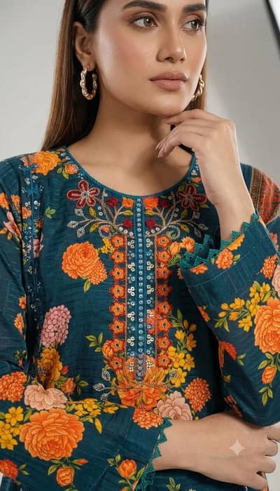 Women 3pcs stitched suit (Allover)