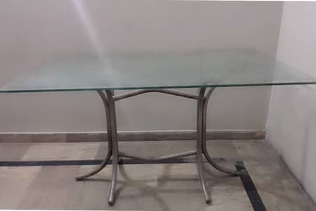 Premium Glass Dining Table – Large Size | Heavy Duty | Excellent Cond
