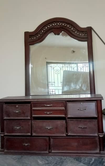 Wooden Dressing Table with Mirror – As It Is Condition