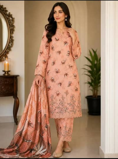 3 pc women's  unstitched printes suit