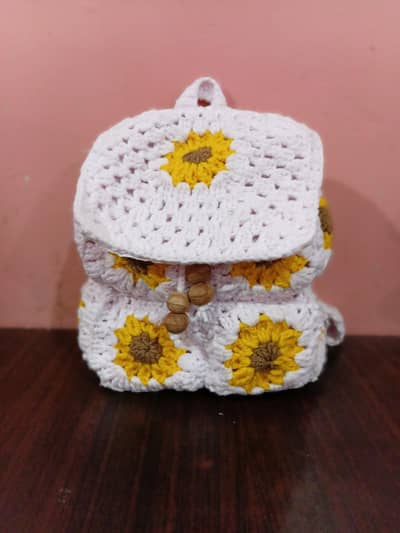 Handmade Crochet Sunflower Backpack mini