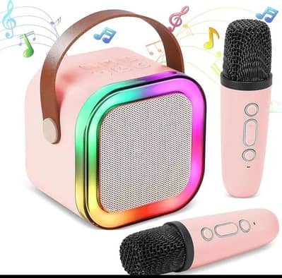 Portable LED Speaker  Pink With 2 Microphones For Parties and Commutes