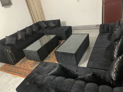 l shaped sofa set 12 seater with 2 center tables cntct num 03271069044