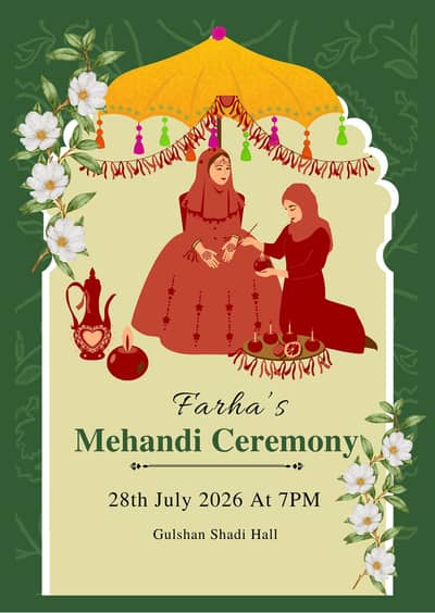 Nikah/Wedding/Mehndi Card Design Rs. 500 - 24hr Delivery