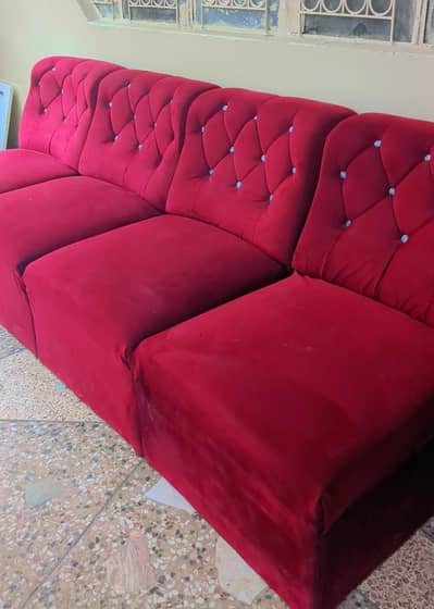 Red Velvet Sofa Set
