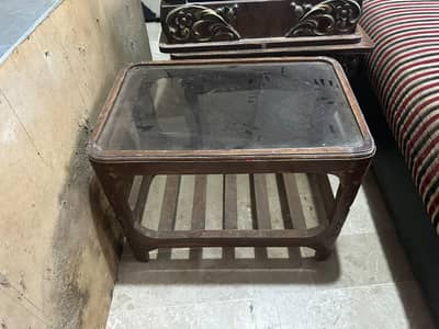 wooden and glass table