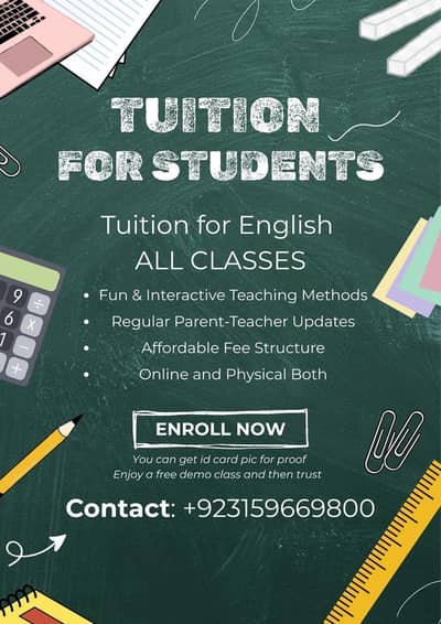 English Tuition for all classes | 1ST POSITION NATIONAL WINNER