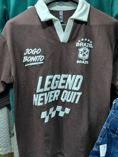 Brazil Legend Never Quit Collar T-Shirt