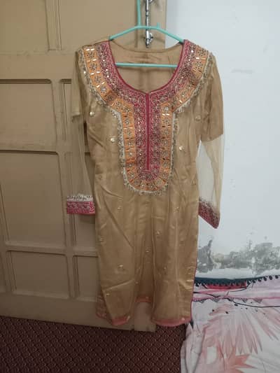 Fancy shirt with organza net doppata and jamawaar trouser from nayab z
