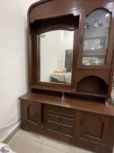 Dressing Table with Mirror & Glass Cabinet