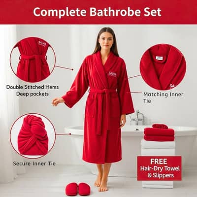 Brand New Unisex Bathrobe Set - Soft Cotton