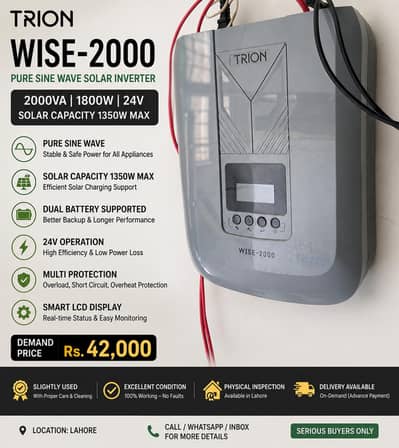 Trion Wise 2000 model | Pure Sine Wave Inverter | Solar Capacity 1350W