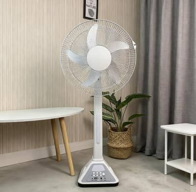 Rechargeable Pedistle Fan 16" - LED Light - USB Port - Brand New