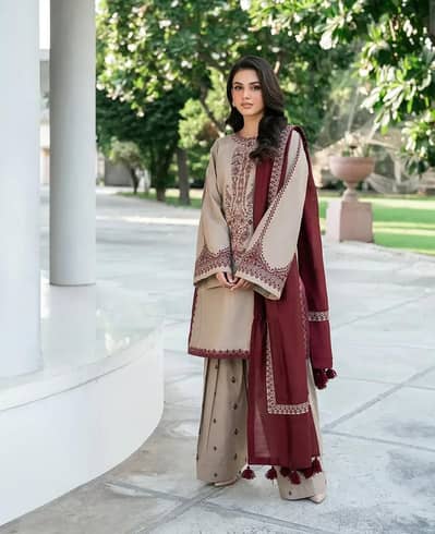 brown embroidery suit