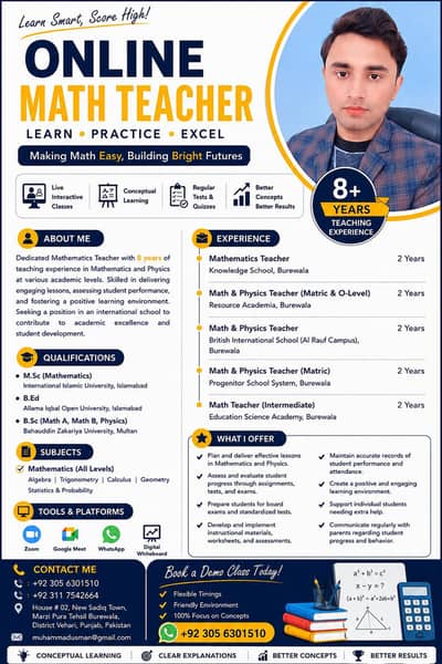 Mathematics Teacher are Available