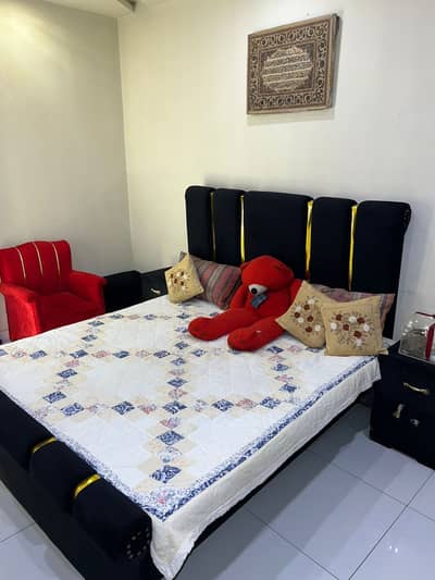Bed with side table & mattress