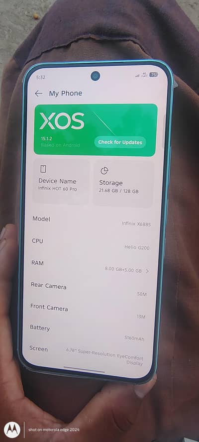 Infinix hot 60 pro 256 gb چوچا پیس