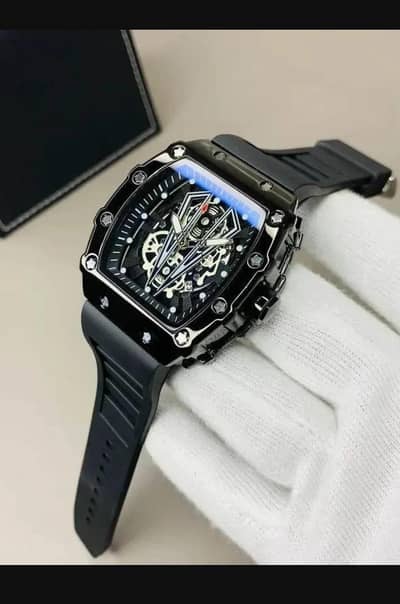 BLACK SKELETON CHRONOGRAPH WATCH