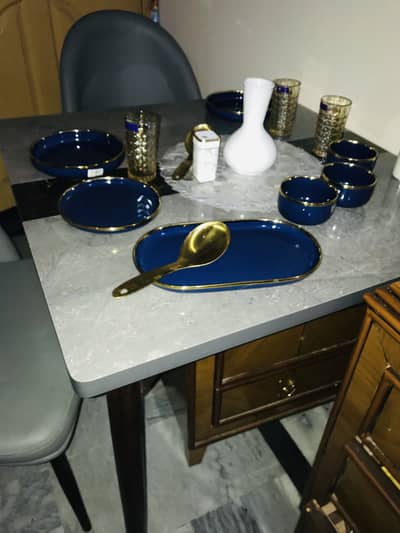 Moden 4 seater dining table - grey marble top