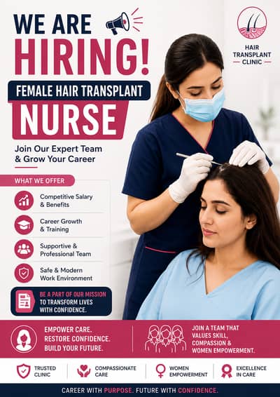 Hair transplant technician jobs in Lahore- female