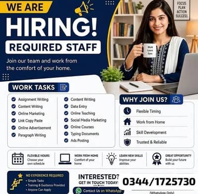 Full Time Job / Part Time Job / Home Base Job / Online Jobs /Data work