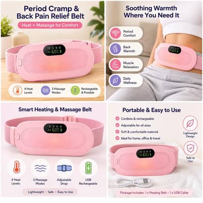 Rechargeable Heating Belt with Massage |Portable Warm belt for Abdomen