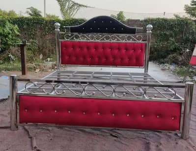 New Stainless steel Double Bed/) Steel king size bed//03092056793