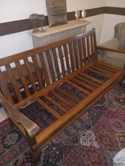 3 seater wooden old type sofa without cushion seat